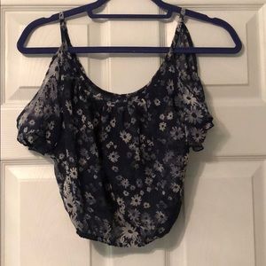 Navy blue and white crop top